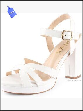 Peep Toe Chunky Heels Platform Sandals Ankle Strap Block Heels Dressy